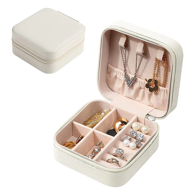 Eucomir Mini Jewelry Box for Women - Portable & Stylish - Perfect for Travel - Pearl White