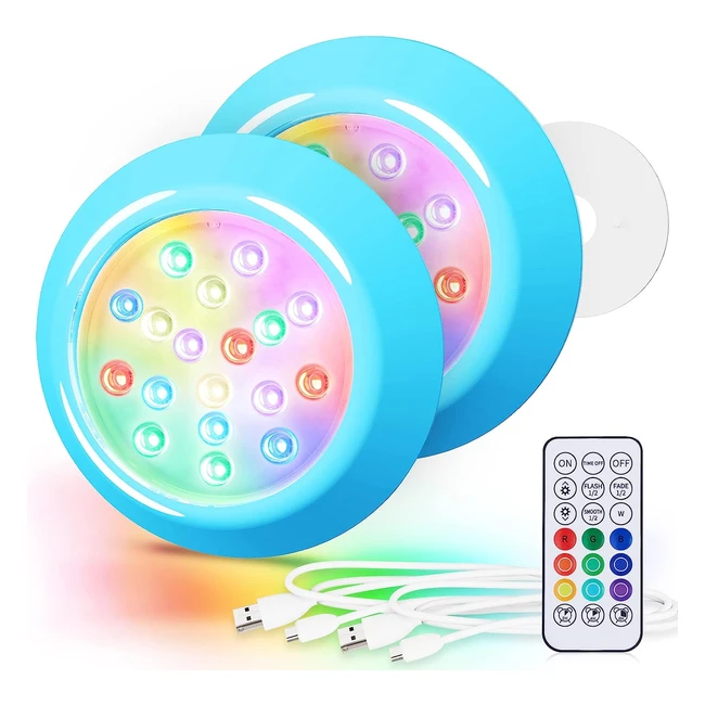 Luces Subacuáticas Magnéticas Lylmle para Piscina 15cm RGBW - 2 Pack