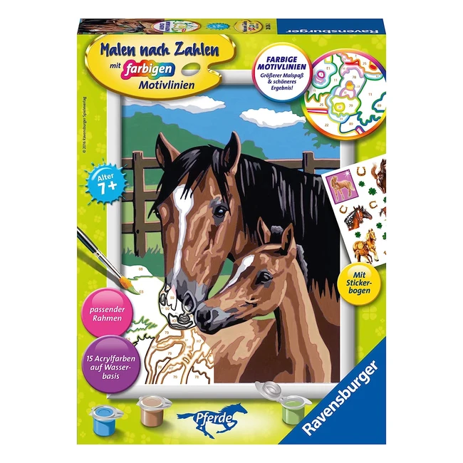Ravensburger Spieleverlag Pferd mit Fohlen - Stickerbogen Incluso - Ref. 123456 - Gioco educativo per bambini