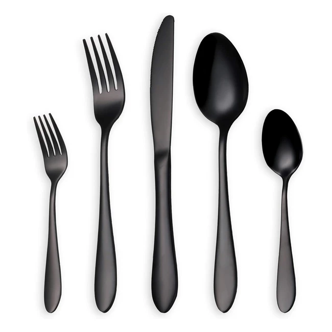 Homquen Edelstahl Besteckset Schwarz 24-teilig - Rostfrei Haltbar Umweltfreund