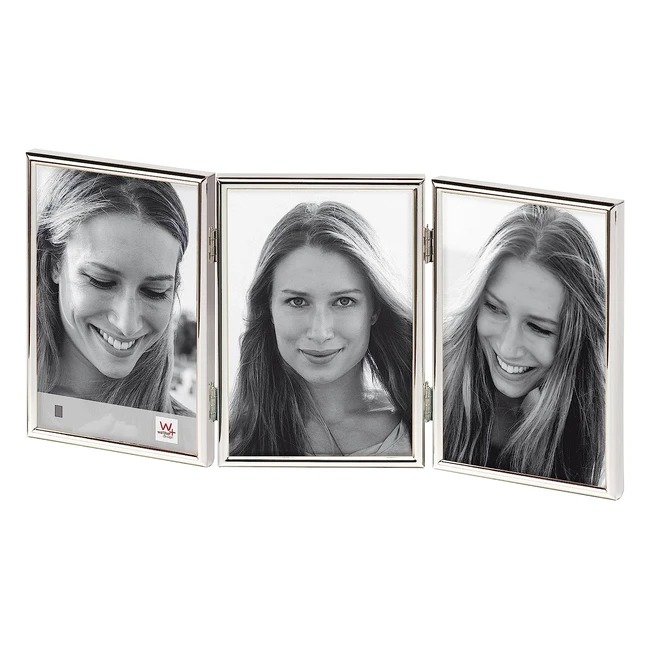 Chloe Triple Metal Portrait Frame - Walther Design WD315S - 3x 4x6 inch, 3x 10x15 cm - Silver Plated