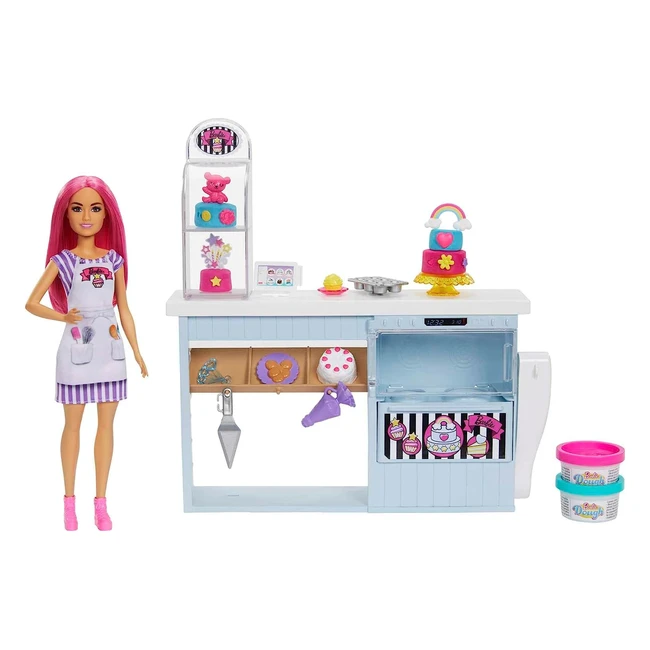 Barbie Doll and Accessories Bakery Playset - Baking Station, Cake Making Feature, 20 Play Pieces