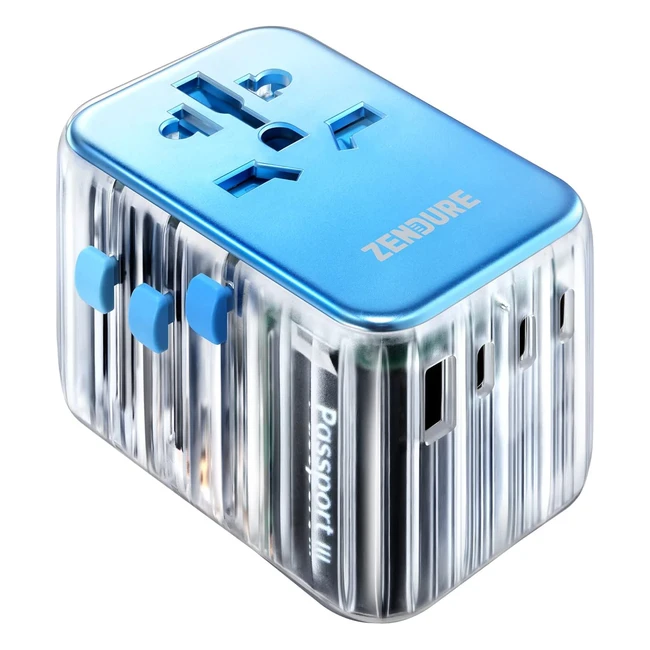 Zendure Universal Travel Adapter 65W PD Fast Charger - All-in-One Worldwide Power Charger for Laptops, iPad, iPhone, Airpods - Ref: 12345