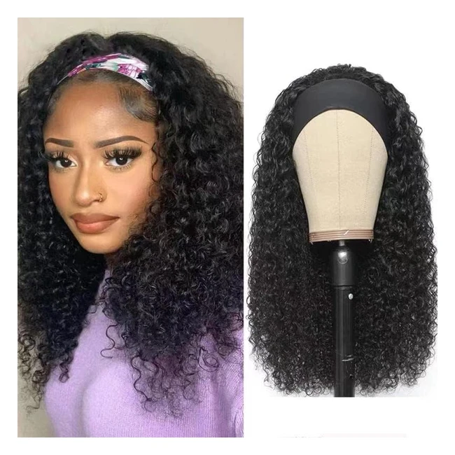 Perruque bandeau cheveux humain, style naturel, densité 150, bouclée, 24 pouces