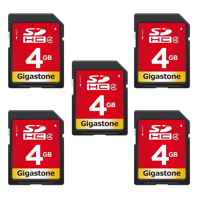 Gigastone SD Card 4GB 5-Pack - Highspeed Full HD Video Compatible with Canon N