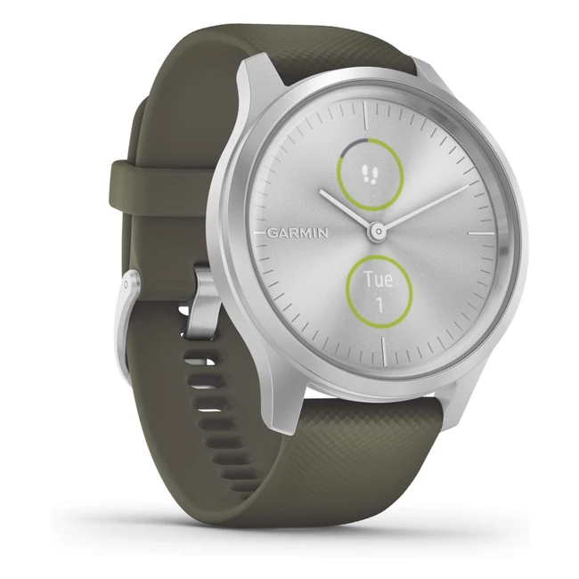 vivomove Style WW Silver Moss Silicone Renewed - Activity Tracker with Heart Rate, LCD Screen, and 1 Week Battery Life