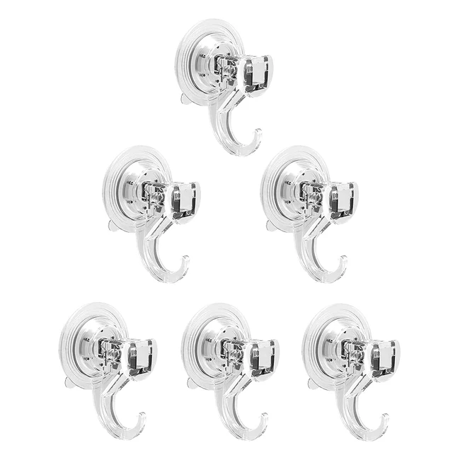 Quntis Suction Hooks 6 Packs - Powerful Push and Lock Vacuum - Holds up to 3kg -