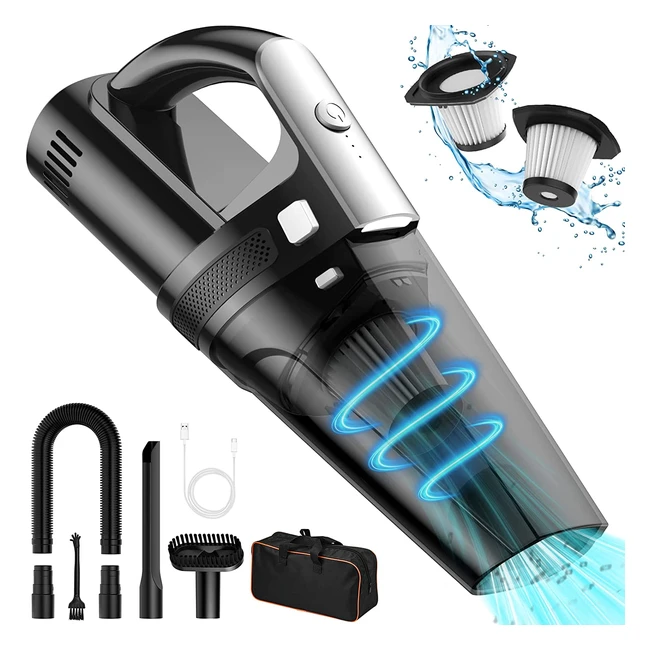 Aspirateur Voiture Sans Fil Puissant 10000pa - Batterie Rechargeable 6000mAh - Aspirateur à Main Humide et Sec avec Lumière LED - Marque XYZ