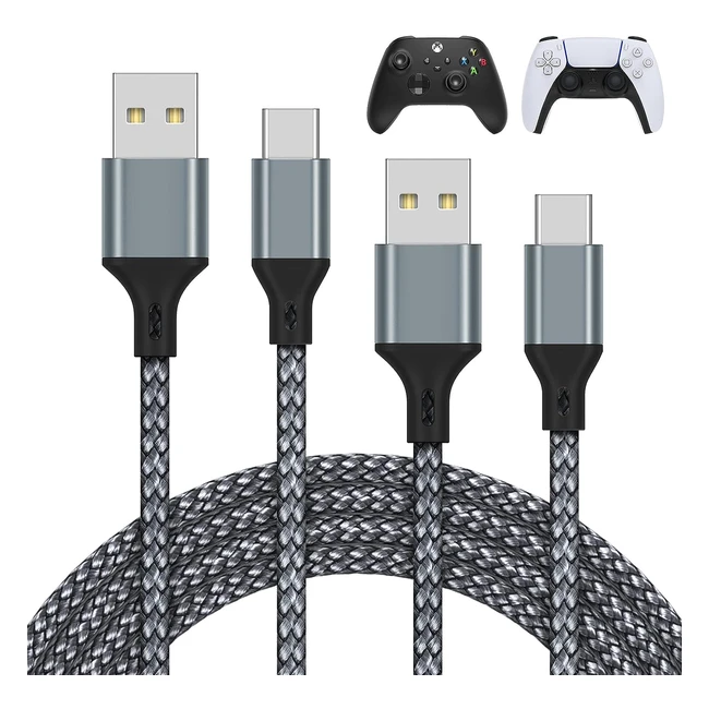 2 Pack 10ft3m Charger Cable for PS5Xbox Series XS Controller - Nylon Braided T