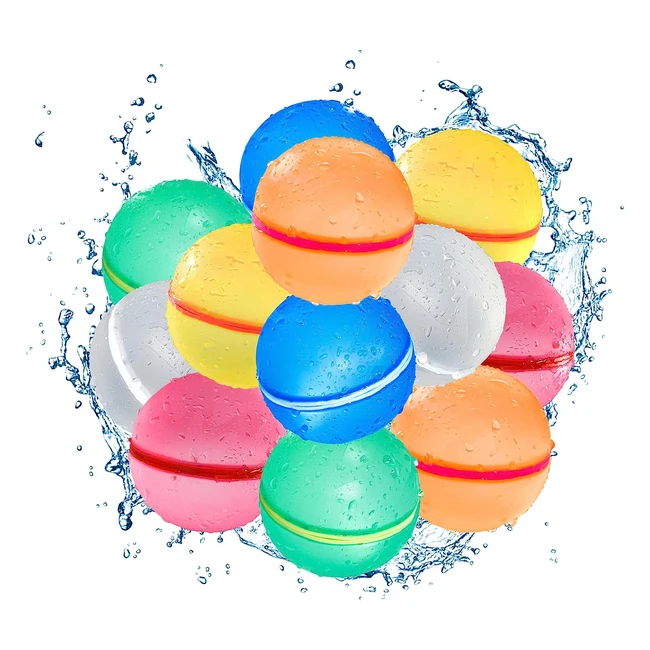 Globos de agua reutilizables autosellantes | Juegos de agua para niños y adultos | Sin látex | 12 piezas