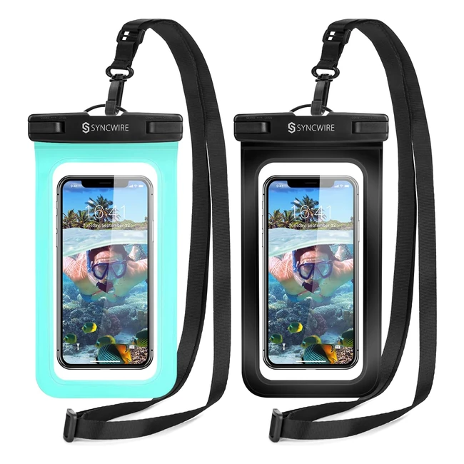 Syncwire Waterproof Phone Case - Universal IPX8 Waterproof Phone Pouch for iPhone 14 13 12 11 Pro Max Mini SE2 3 XS XR X 8 7 6s 6 Plus Samsung S23 Ultra S22 Huawei P50 (2 Pack)