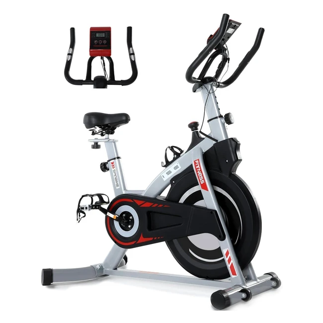 Cyclette ISE da fitness con volano 10 kg, ergonomica, sella e manubrio regolabili, LCD, porta cellulare, max 120 kg