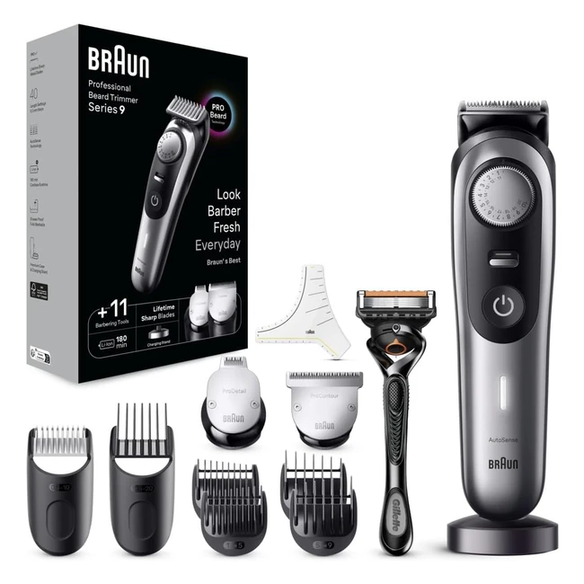 Tondeuse barbe professionnelle Braun Series 9 avec 11 outils de coiffure - BT9440