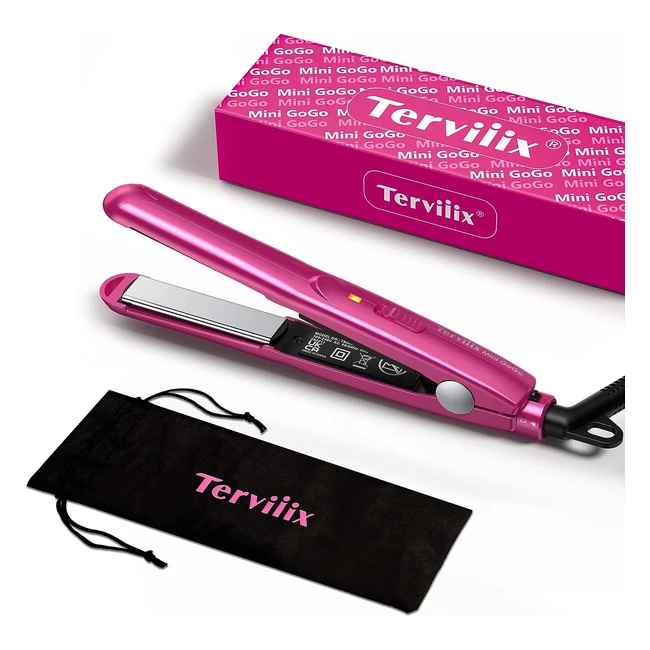 Terviiix Mini Hair Straightener - Compact Size, Portable Ceramic, Quick & Easy Styling - Travel Pouch Included