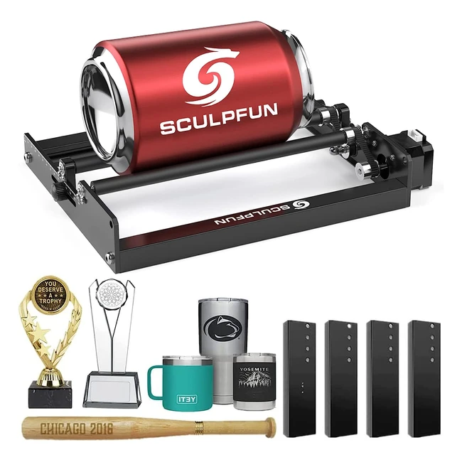 Sculpfun Rullo Rotativo Laser 360 - Incidi Oggetti Cilindrici - Compatibile con la Maggior Parte delle Macchine