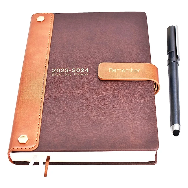2023-2024 Academic Diary A5 Page a Day Planner with Pen - Monthly Weekly Planner, Inner Pocket, Stickers - 352 Pages