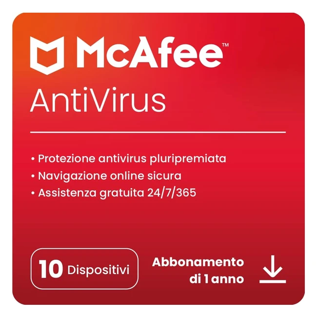 Mcafee Antivirus Plus 2023 - Protezione Internet e Sicurezza - 10 Dispositivi