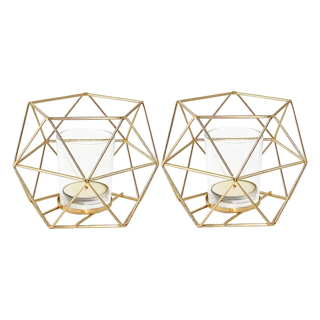 Portacandele in vetro dorato per matrimonio, festa, compleanno - 2 pezzi