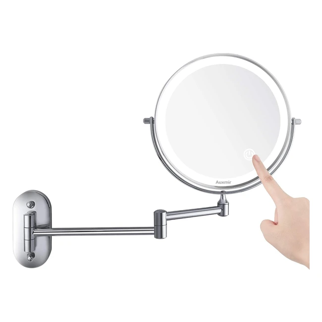 Auxmir 8 Wall Mounted Mirror with 1x10x Magnification LED Makeup Mirror