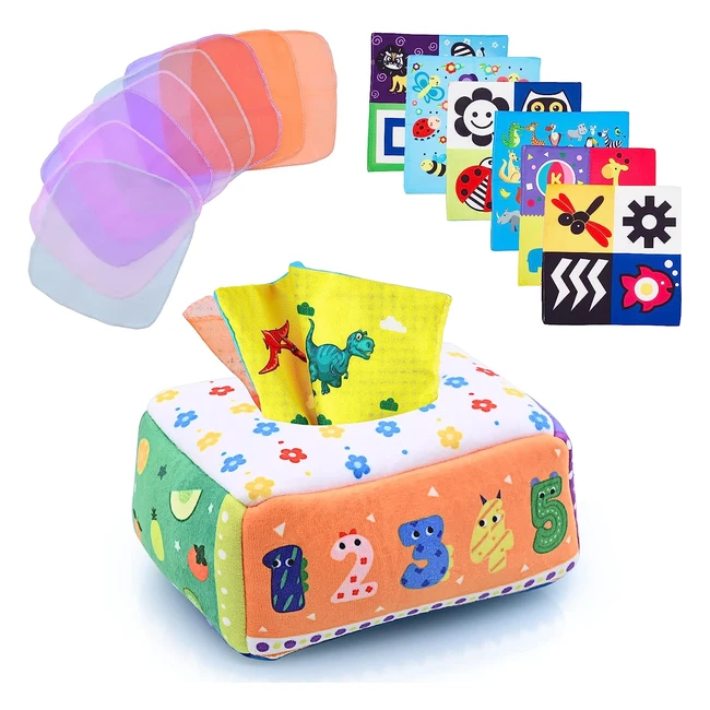 Giochi Montessori 6 Mesi - Scatola Fazzoletti per Neonati Interattiva - Giocattoli Sensoriali