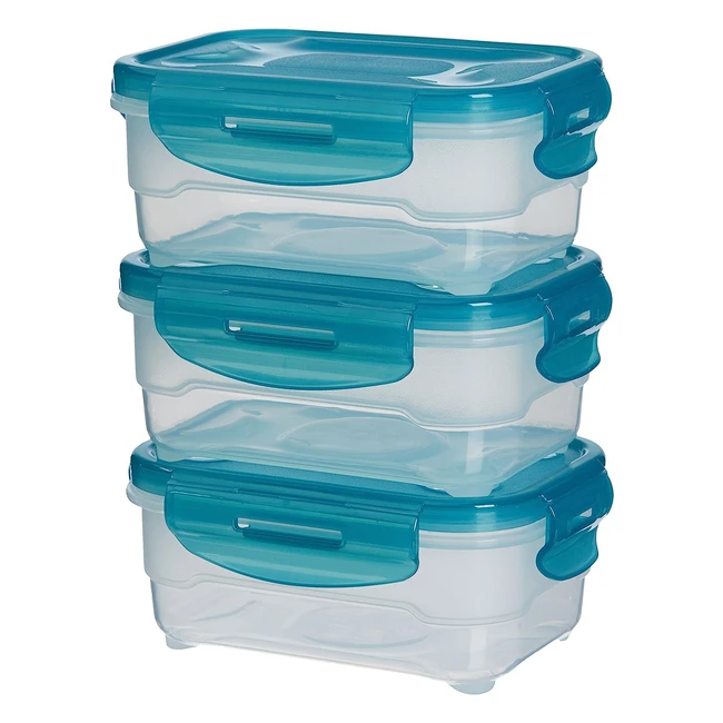 Amazon Basics Airlocked 3-Piece Food Storage Set - 3x0.6L - Light Blue