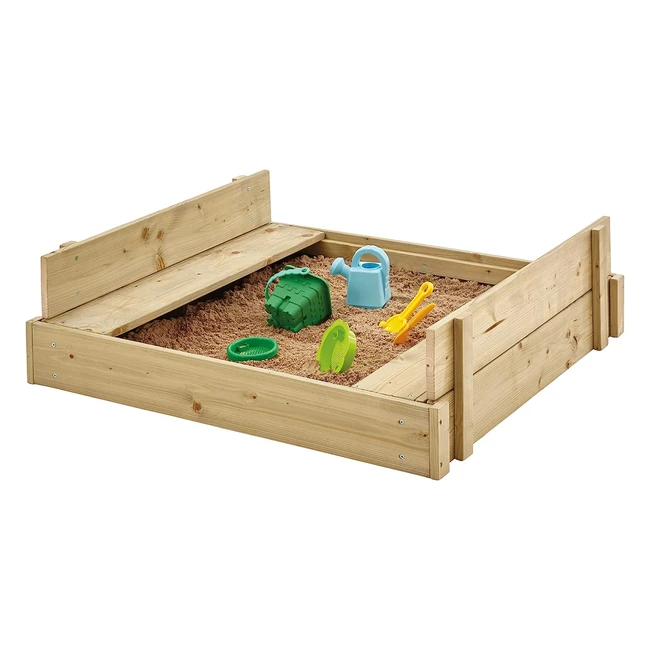 TP Toys Wooden Sandpit with Lid - Generously Sized Natural Sandpit for Little Di