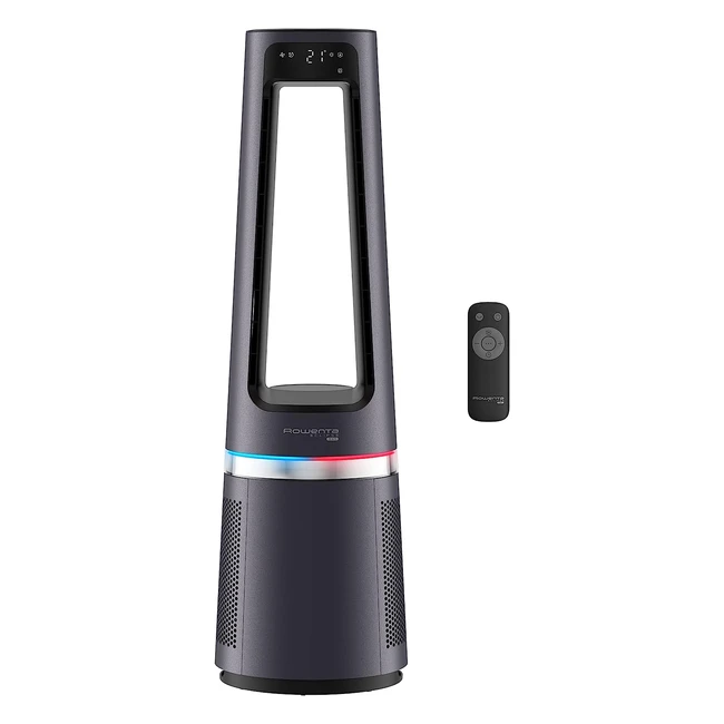 Rowenta Qu5062 Eclipse 3in1 Luftreiniger Ventilator Heizung Filter 999 von Partikeln für 30 m2 Raumgröße Schnelles Aufheizen bis 35°C Automatischer Tag- und Nachtmodus Schwarz/Grau