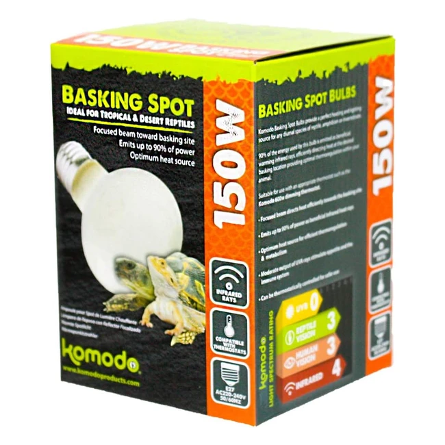 Komodo Basking Spot Lamp ES 150W - Ideal for Tropical and Desert Species