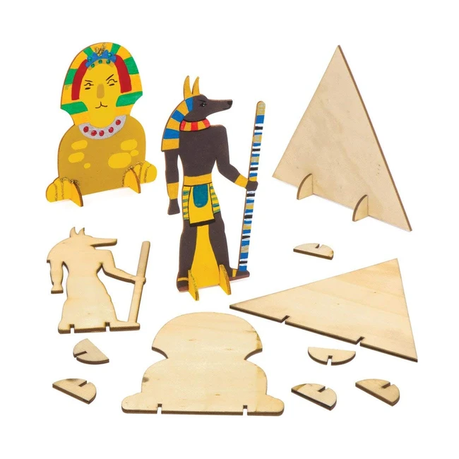 Baker Ross AW809 Ancient Egypt Wooden Shapes - Pack of 6 - Create 3D Pyramids