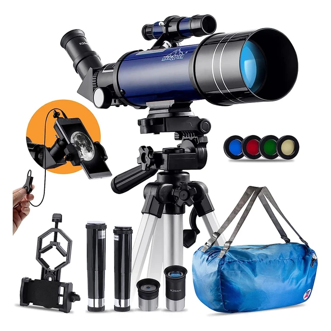 Telescopio Astronomico 201x 70mm 400mm AZ Treppiede Regolabile Oculare K25 K6 Clip dello Smartphone Specchio di Ingrandimento 315 Volte Zaino Portatile Filtro Lunare