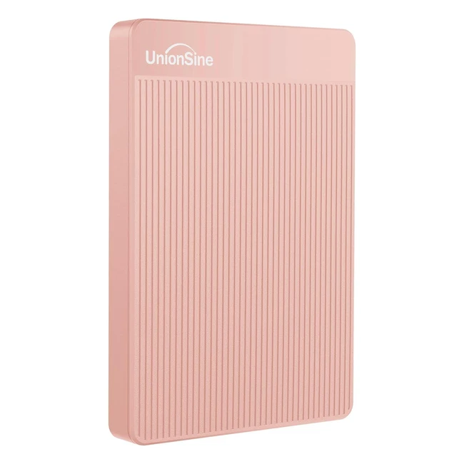 Unionsine External Hard Drive 500GB Ultra Slim Portable HDD USB 3.0 - Compatible with PC/Mac, Laptop, Xbox, PS4 - Pink HD2510