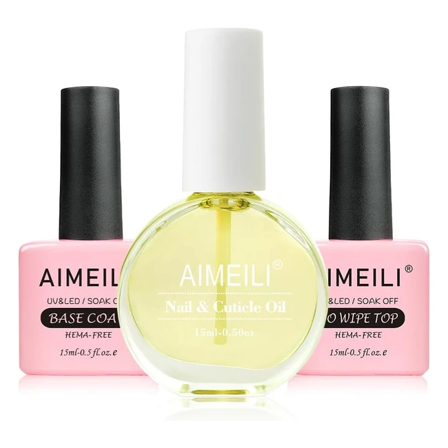 Kit AIMEILI No Wipe - Capa Superior Base Coat Aceite para Cutculas - Uas S