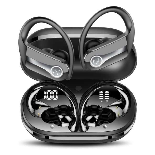Auriculares Deportivos Inalámbricos 2023 - Bluetooth 53 - Sonido Estéreo - Micrófono HD - Controladores 13mm - Negro