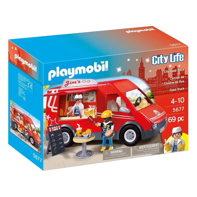 Playmobil City Life 5677 Food Truck Toy - Ages 4 - Grill, Deep Fryer, and More
