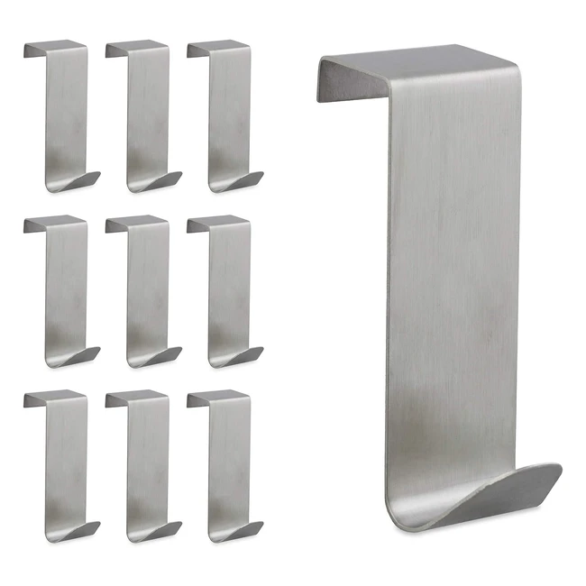 Lot de 10 crochets pour vêtements Relaxdays, acier argenté, rainure 2 cm