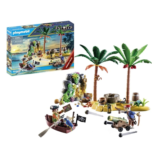 Playmobil Piraten Schatzinsel mit Skelett - Hochwertiges Spielset mit funktionierenden Kanonen