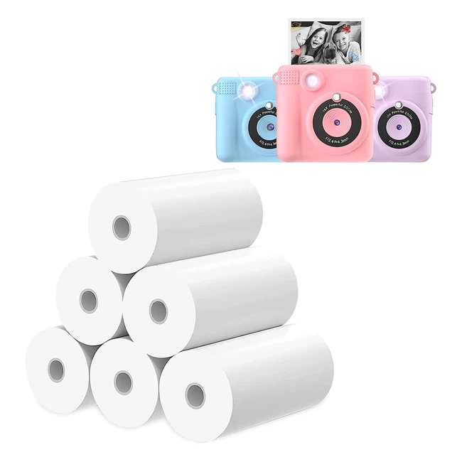 Kids Camera Print Paper - 6 Rolls Zero Ink Refill - BPA Free - Compatible with Most Children Instant Print Camera