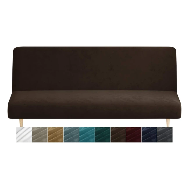 Funda de Sofá de Terciopelo Sin Reposabrazos - Elástica y Protectora - Café Oscuro