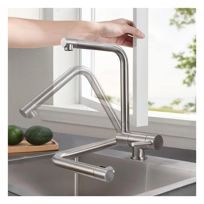 Mitigeur cuisine rabattable Cecipa, robinet pliable sous fenêtre, haut bec pivotant 360, acier inoxydable 304