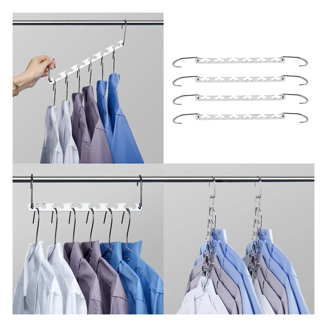House Day 4 Pack Metal Magic Hangers - Space Saving Wardrobe Clothing Organizer