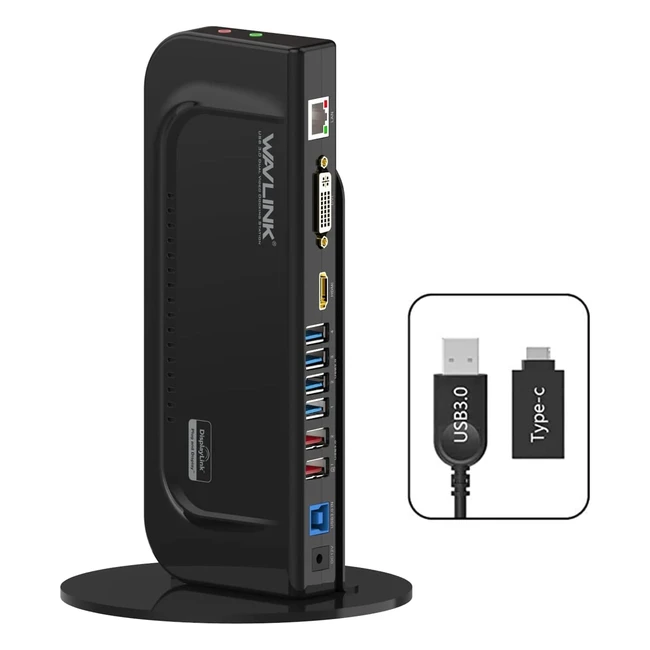 Estación de acoplamiento universal USB 3.0 Wavlink con peana desmontable y doble pantalla