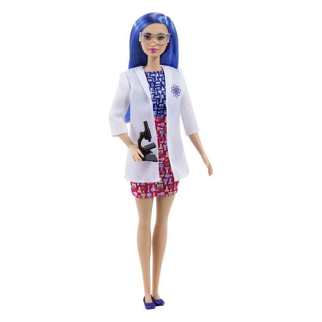 Barbie Wissenschaftlerin Puppe | Blaue Haare | Laborkittel | Mikroskop | Schutzbrille