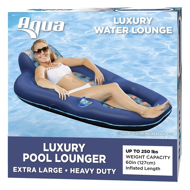 Aqua Luxury Water Lounge - Extra Large Inflatable Pool Float with Headrest Back