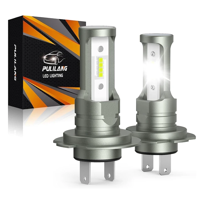 Pulilang Ampoules H7 LED 55W 12000lm 6500K Blanc - Haute Puissance - Non Polarité - Remplacement Phare Halogène - 2 Lampes