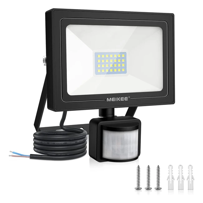 Meikee Security Lights 25W PIR Super Bright LED Flood Lights - Waterproof Outdoor Wall Light