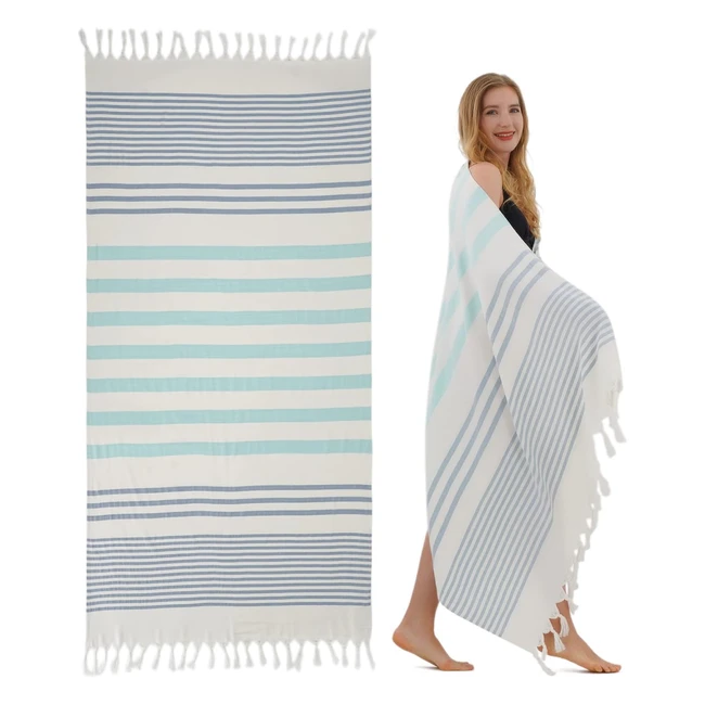 Toalla playa suave Winthome, algodón ligero, ahorra espacio, absorbente y secado rápido, libre de arena, turco para mujer y hombre