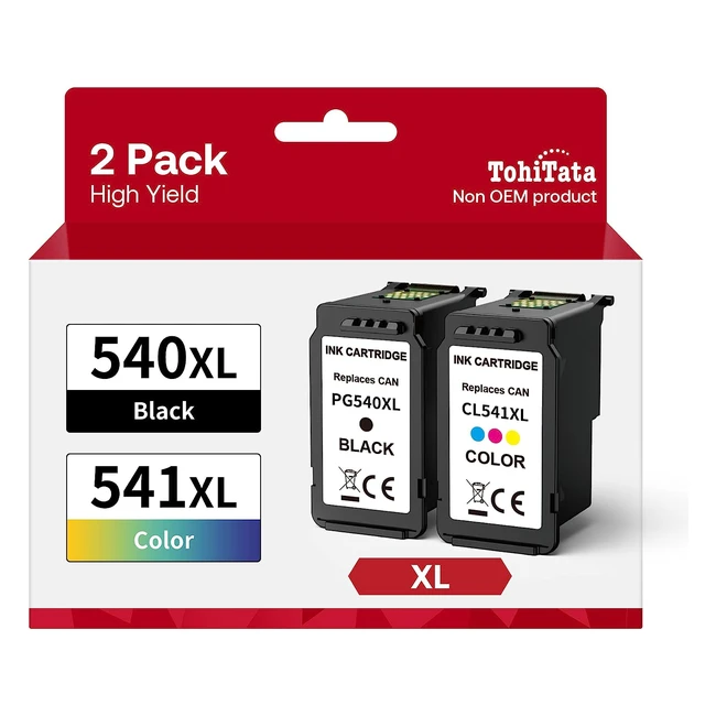 Cartuchos de tinta remanufacturados Tohitata PG540XL CL541XL para Canon 540 541 XL - Negro y Tricolor