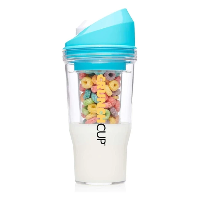 CrunchCup XL - Portable Cereal Cup No Spoon No Bowl - Cereal on the Go - Blue