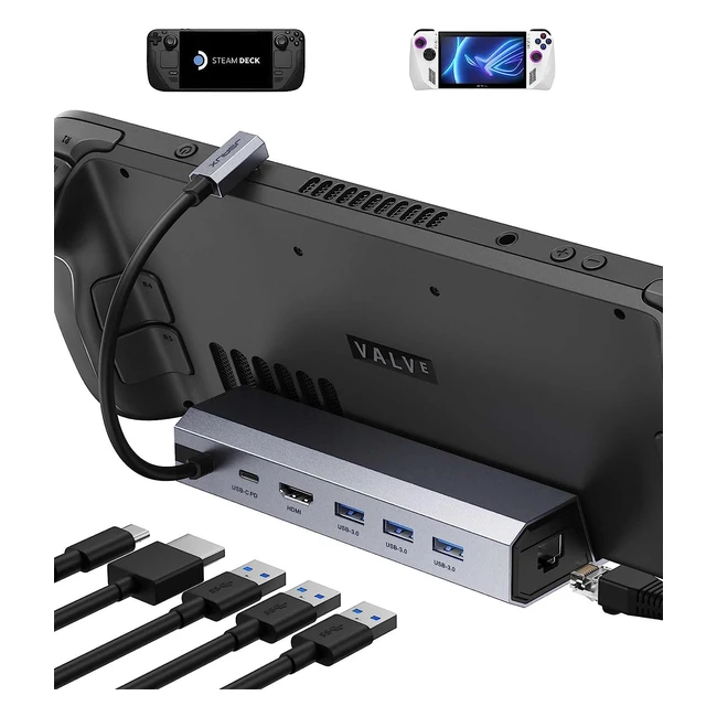 Station d'accueil JSAUX pour Steam Deck - HDMI 4K60Hz, Ethernet, 6 en 1