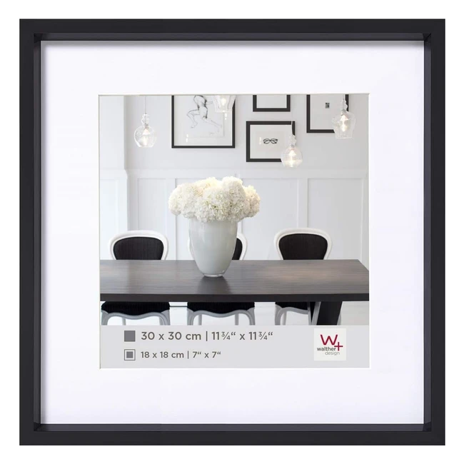 Cadre photo en plastique Walther Design ES330B, style acier, 30x30 cm, noir